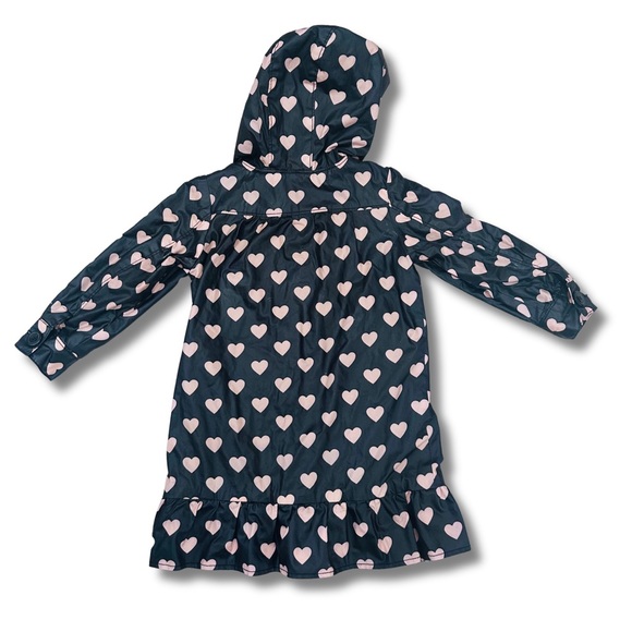 Baby gap toddler girl size 4T black and pink heart rain coat with hood - Picture 2 of 6